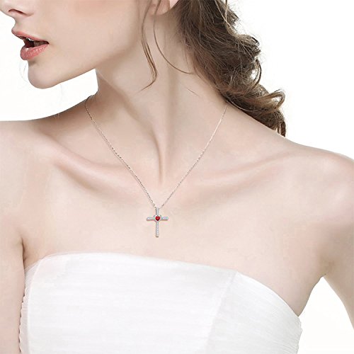 ELDA & CO. Christmas Birthday Gifts for Women Garnet Necklace for Mom Wife January Birthstone Jewelry Sterling Silver Love Heart Anniversary - Image 5