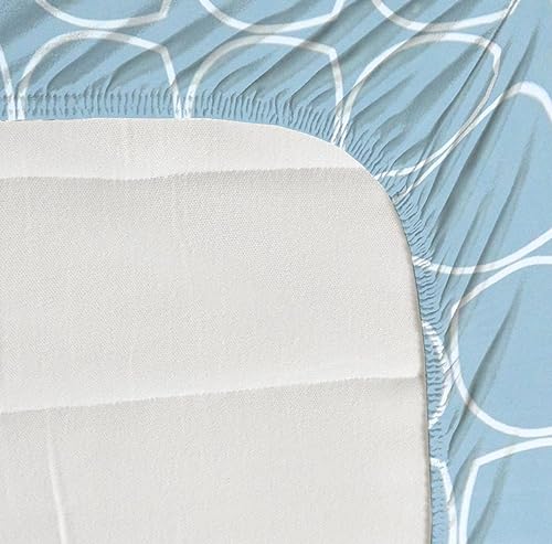 NEW LEAF Premium Cotton Elastic Fitted Bedsheets with 2 King Size Pillow Covers Double Bed with All Around Elastic Supersoft Size - 72 King Sizex78+10 inches Grey White Oval Pattren 200 tc - 220 tc