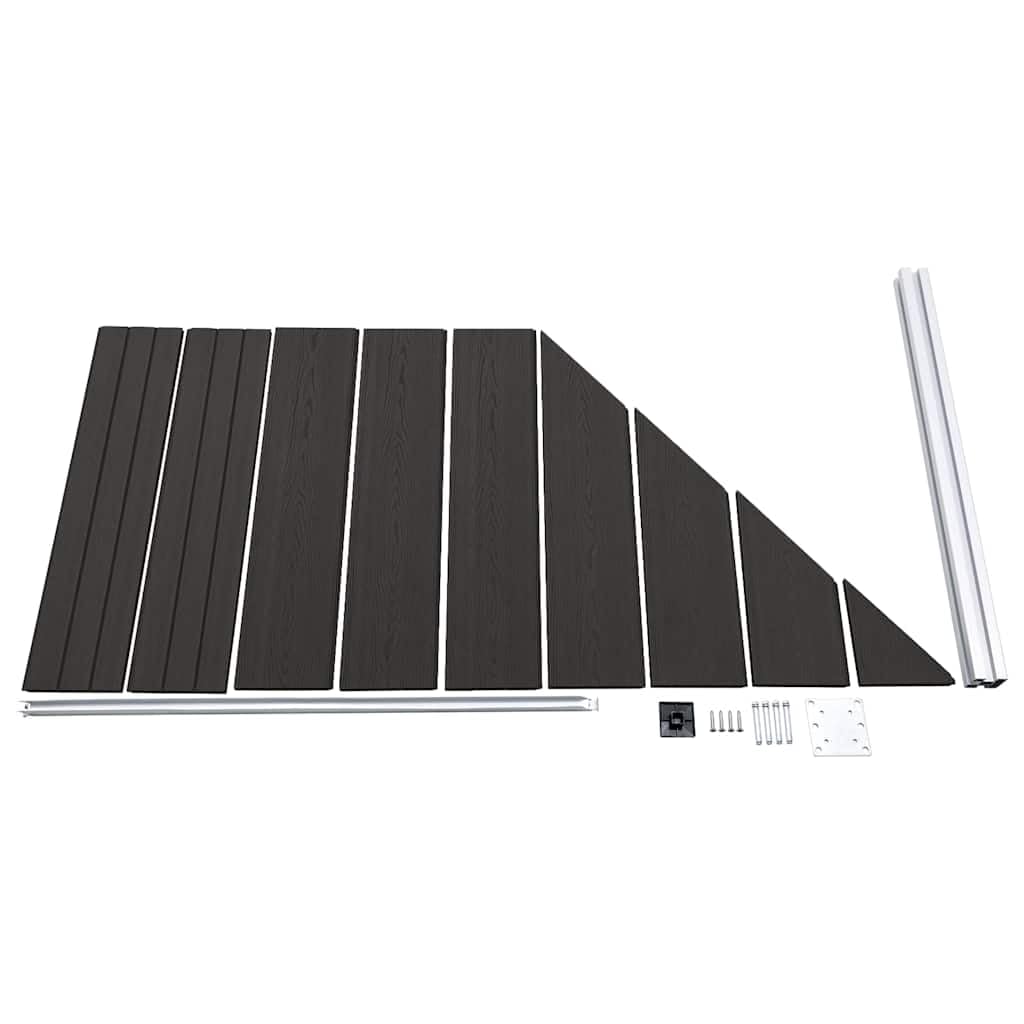 Zaunelement WPC Schwarz 95 x 105-180 cm mit Aluminium-Oberprofil, wetterfestes Gartenzaun Sichtschutz Paneel für Terrasse, Balkon, Vorgarten, langlebige Kunststoff-Holz-Verbundmaterial