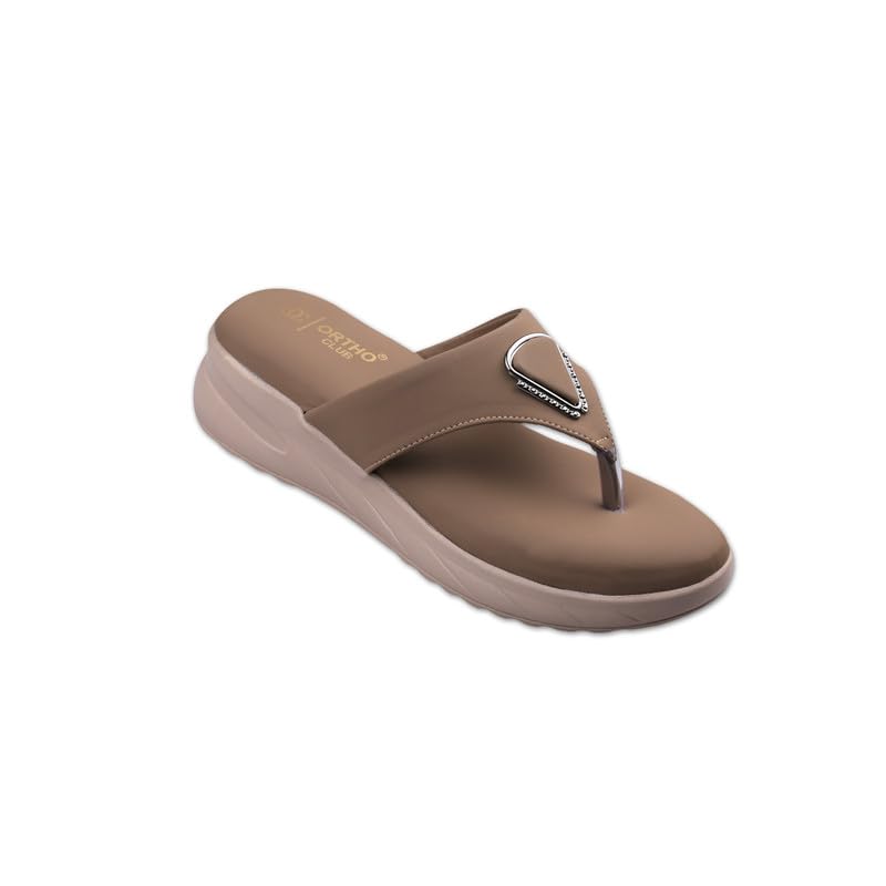 Image of ORTHO CLUB Women's Orthopedic Comfort Sandals - Soft Cushion Footbed, Anti-Slip Sole, Stylish Toe-Ring Design - Lightweight Sandals for Women & Girls