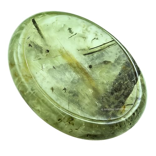 Image of Amazing Gemstone Prehnite Worry Stone, Healing Crystals - Piedra Crystal Fidget for Gift, Meditation, Calming, Relaxation, Stress Relief