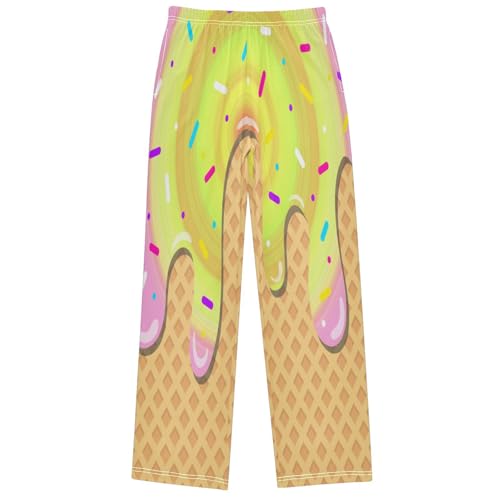 Boy's Pants Pink Yellow Ice Cream Jogger Pants Elastic Waist Long Bottoms Trousers with Pockets 6-14 Years