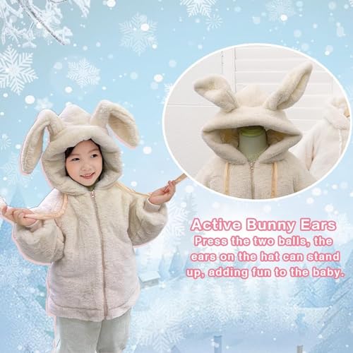 Toddler Girls Thick Fleece Jacket Hooded Full-Zip Solid Puffy Windproof Outerwear Warm Cute Shaggy (Coffee, 3-4 Years)4