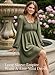 Dokotoo Casual Dresses for Women 2026 Spring Crewneck Long Sleeve Fashion Smocked A-line Flowy Hem Elegant Empire Waist Olive Green Dress Dresses X-Large