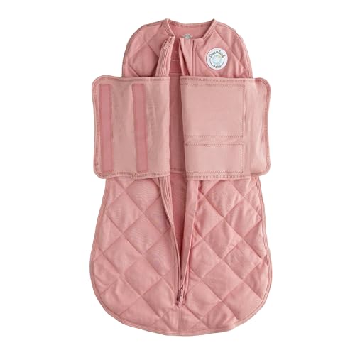 Image of DREAMLAND BABY Weighted Sleep Swaddle Sack, Babies Aged 0-6 Months. 100% Cotton, Evenly Distributed Weight from Shoulders to Toes (Pink)