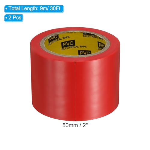 Image of PATIKIL Corrosion Protection Pipe Tape, 2 Pcs 30 Ft x 2 Inch PVC Insulation Wrap Duct Tape Self Adhesive for Metal Electrical Piping Drain Pipe Electrical Wires HVAC Duct, Red