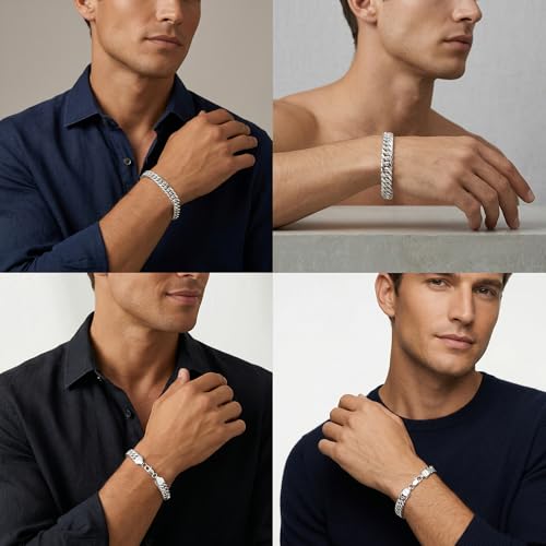 Pulsera de cadena de plata S925 para hombre 12mm miniatura 5