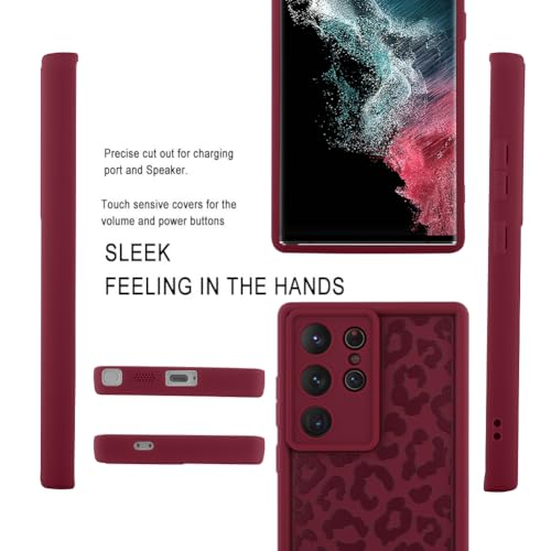 Image of Compatible with Samsung Galaxy S22 Ultra Case, Wine Red