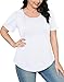 Womens T Shirts Summer Pleating Round Neck Short Sleeve Plain Tops White XL