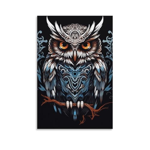 Toile murale hibou sans cadre décoration murale salon chambre 60x90