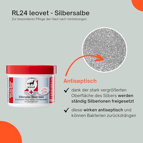 RL24 – leovet Silbersalbe – Pferdesalbe mit Silber, Panthenol & Zink – antiseptischer Pferdebalsam – Salbe mit hochwertigen Pflanzenölen – Haut- & Hufpflege – Wundsalbe ideal bei Mauke – 1 x 150 ml