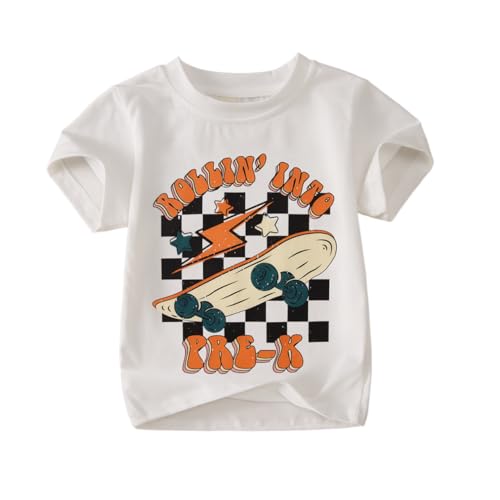 CM C&M WODRO Rolling Into Pre-K Shirt for Baby Boy Girl Preschool First Day of School T-Shirt Back to School Kindergarten Tee