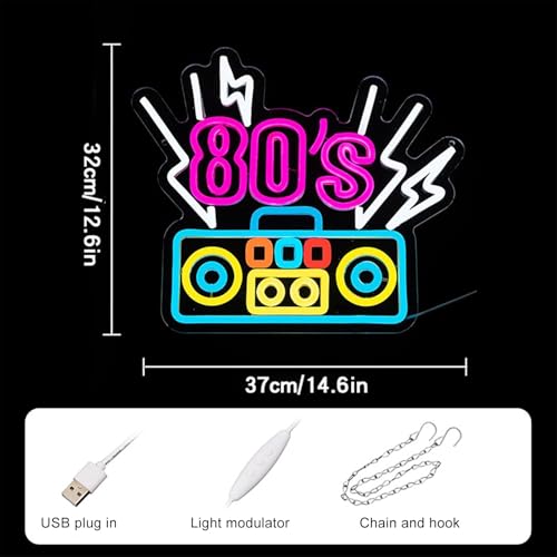 Neon LED Retro Años 80 con Brillo Regulable para Mitigar Luz Estridente 5