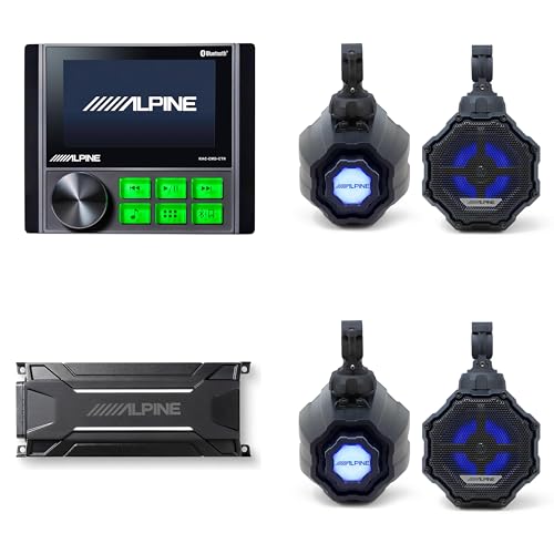 Alpine KAC-CMD-CTR Power Sports/Marine Source & (2 Pair) SPV-65RGB-CAN 6.5