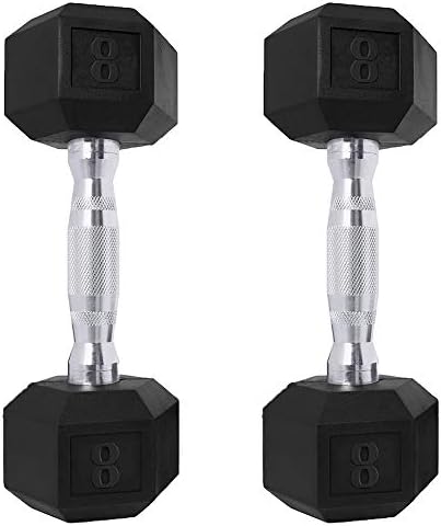Saorzon Dumbbells Set of 2 Exercise Fitness Dumbbell for Home Gym Free Weights Hand Hex Dumb Bells Black 8LB