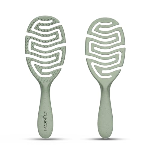 Image of IKONIC Me Spiral Vent Hair Brush IKM-2119 Eco Conscious, Open Vent Fast Dry Design, Anti Frizz Ion Bristles, Flexible Scalp Fit, Zero Breakage Detangling, Smooth Shiny Hair - Jade Green