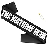 SKJIAYEE 'THE BIRTHDAY DUDE Sash, Funny Black Silver Glitter Birthday Sash for Women and Men Birthday Party Favors Decorations Supplies Accessories, Great for Any Bday Gifts Ideas(Black+Silver)