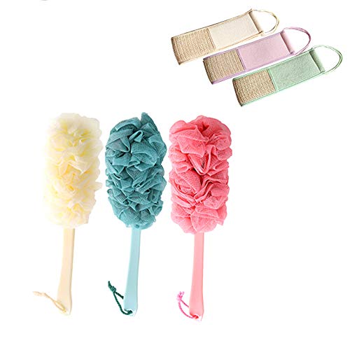 HOSTK 4 stuks katoenen hennep lange handgreep badborstel handdoek terug wasstrook band douche lichaam waser kwast spons hangen zachte mesh radiant peeling