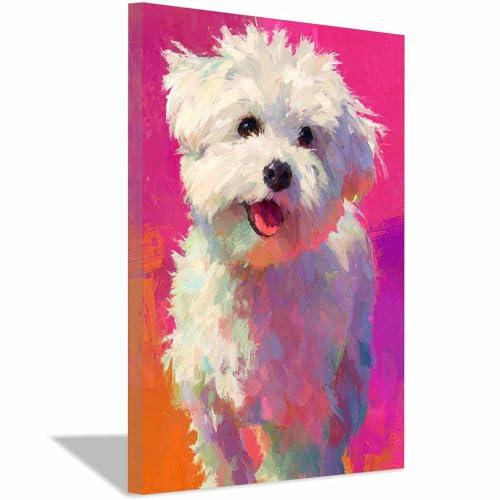 Image en toile de chiot blanc CUDAOO pour sublimer l'ambiance cocooning de votre chambre
