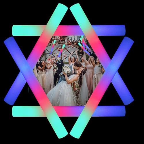 YYYuYong 32Stück Leuchtstab LED Set,Weihnachten Mehrfarbig Schaumstoff Blinkstäbe,Knicklichter...