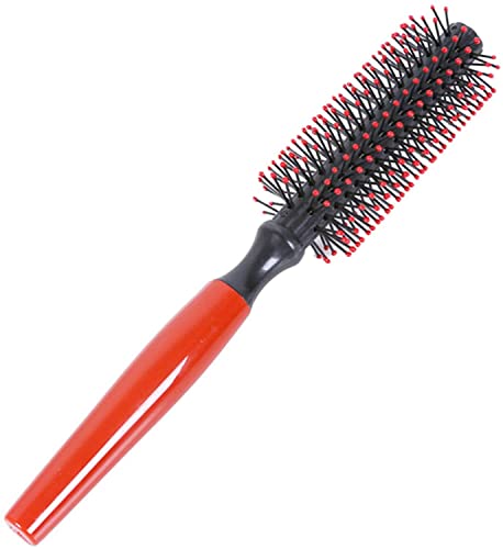 Generic Cepillo de pelo redondo, rojo, para mujeres y hombres, peine estático, alisador y rizado, cepillo para el cabello, unisex