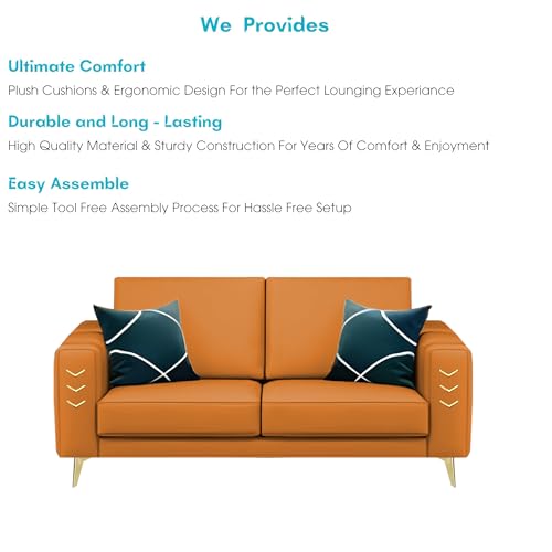 Image of Casaliving Falco 2 Seater Sofa Set for Living Room (Orange Fabric) Premium Fabric Sofa