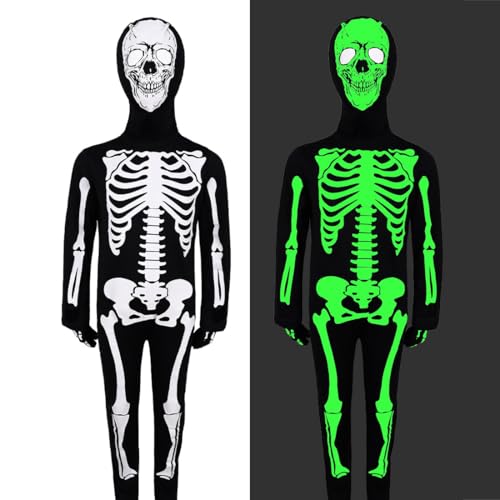 Disfraz de esqueleto de Halloween para hombres, disfraz de esqueleto para niño con máscara y guantes, monos divertidos para adultos, de calavera para Halloween, fiesta de carnaval, esqueleto con