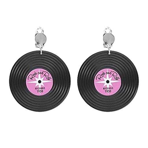 Pendientes de disco para mujer, diseño de año 50 I disco de vinilo I Rock n Roll, Papel | Ya disponible en tu tienda friki favorita! En mundofriki.es!