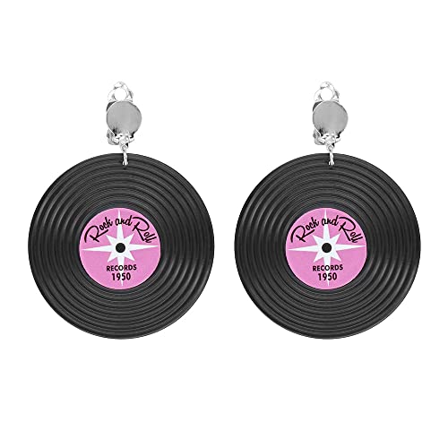 Pendientes de disco para mujer, diseño de año 50 I disco de vinilo I Rock n Roll, Papel