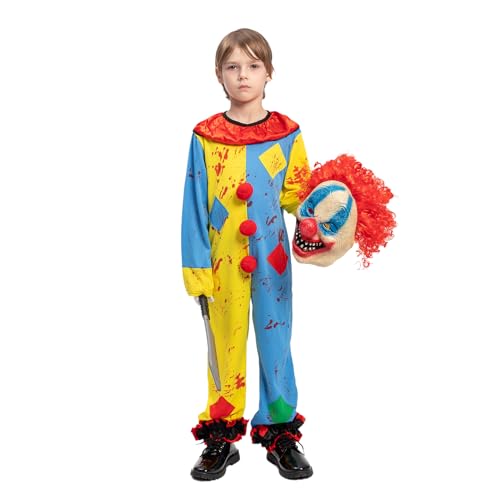 Disfraz completo de payaso aterrador para niños miniatura 4