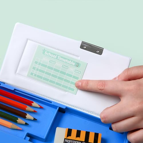 Image of Pop Up Multifunction Pencil Case, Cute Cartoon Pen Box Organizer Stationery with Calculators, Sharpener, Schedule, School Supplies, Best Birthday Gifts for Kids Teens (Blue)