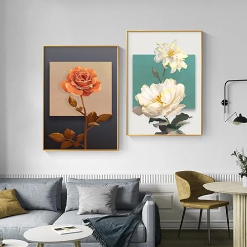Affiches de fleurs rétro vintage 50x70 cm lot de 2 toiles murales nature sans cadre