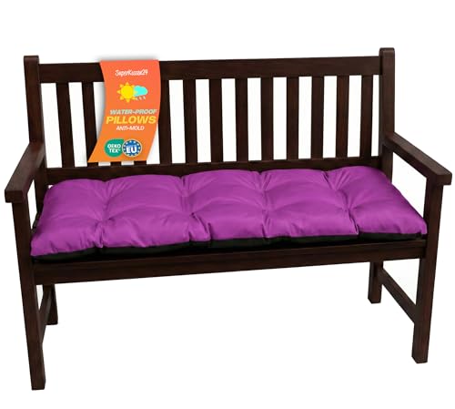SuperKissen24. Coussin Dossier pour Banc de Jardin Canapé - 100x50 cm - Intérieur/Extérieur – imperméable - Fuchsia