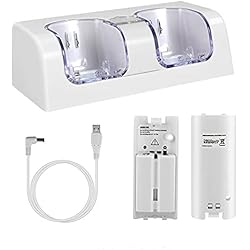Cargador Baterias Wii Precio OSTENT Charger Dock Station + 2 Paquetes de baterías compatibles con el Mando a Distancia Nintendo Wii Color Blanco