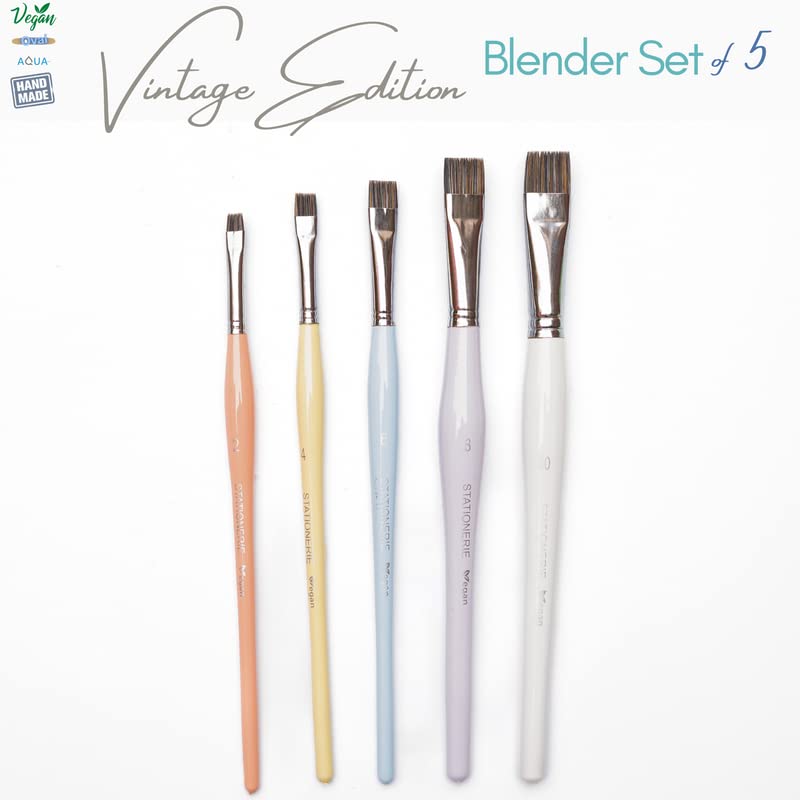 Image of Stationerie Paint Brush Set Soft Aqua Blender Synthetic Hair with Stainless Wire Ideal for Art Paint, Watercolor, Quill, Oil Acrylics, Artists Flat Blender Brush Set (Candy Edition)