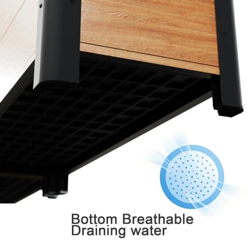 Macetero de metal de grano de madera elevado resistente a la intemperie 8