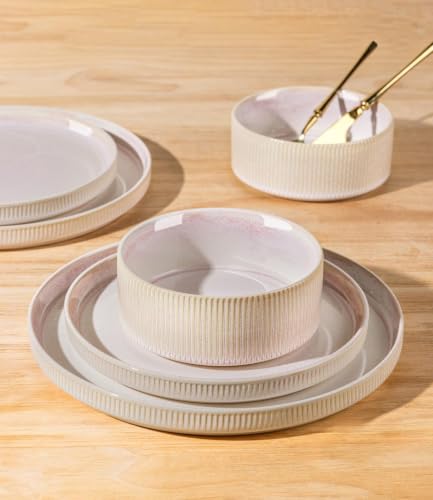 Image of TheTerra Ceramic Dinnerware Set for 4, 16-Piece Plates and Bowls Set