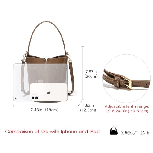Image of LAORENTOU Suede Designer Handbags for Women, Mini Size Bucket Bag for Ladies, Crossbody Purse with Removable Strap