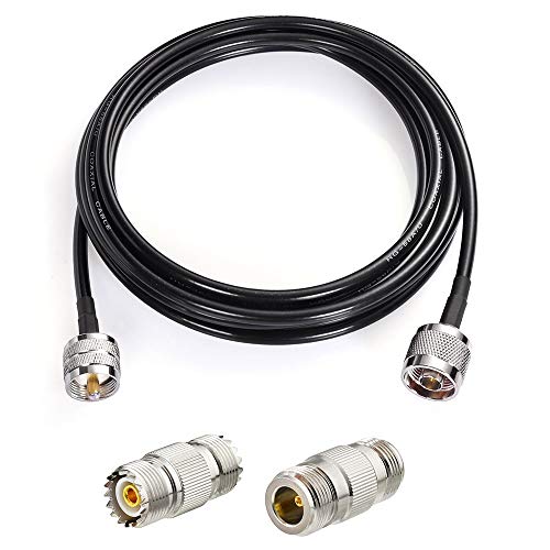 SUPERBAT N Male to PL259 RF Coaxial Coax Cable 16.4ft + 2pcs Adapter Kit, N-Type to UHF Cable + N Female / SO239 Adapter Kit for Outdoor/Indoor Antenna,SWR Meter Ham Radio etc