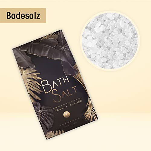 Accentra - Geschenkset Frauen Vanille-Mandelduft - Luxury Beauty Set mit Duschgel, Badesalz, Bodylotion, Scrub & Netzschwamm etc. – 9-Teiliges Bade Set für Frauen, Duschset mit Glitzer Stiletto