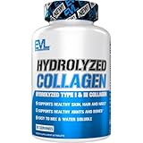 Evlution Nutrition Hydrolyzed Collagen - 1400mg Hydrolyzed Type I & III Collagen - Joint + Bone Support - Skin + Hair + Nail Supplement - Keto + Paleo - 30 Servings