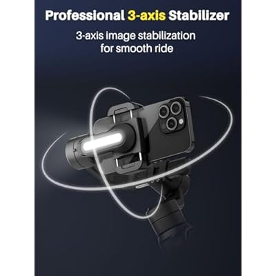 AOCHUAN Professionele cardanische stabilisator voor smartphone, ingebouwde 18 cm verlengstang en krachtig vullicht, 360 ° inceptie, Face&Object Tracking Stabilizer, 3-assige gimbal voor iPhone en