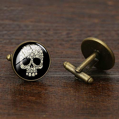 Gemelli vintage da uomo con scheletro rotondo in