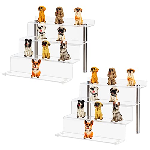 CECOLIC Soporte de Exhibición de Acrílico Transparente, Estante Elevador de Acrílico de 4 Niveles para Figuras, Cupcakes, Esmalte de uñas, Decoración del hogar-22,8 x 21 x 17,3 cm(Pequeño - 2 paquete)