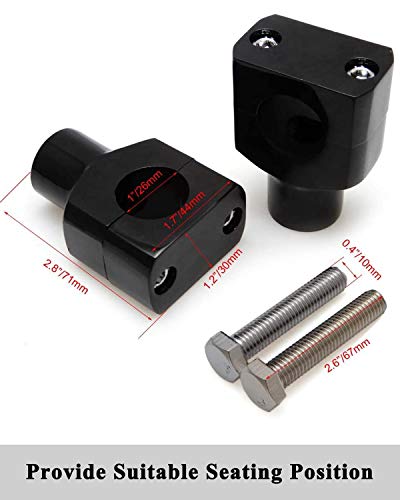 1" 25Mm Motorcycle Handlebar Riser Clamp, 38Mm Height Provide Suitable Seating Position For You, Handlebar Riser Compatible With Dyna, Shadow, Sportster, Vtx, Vulcan, Bonneville, V-Star (Black) #TOP3