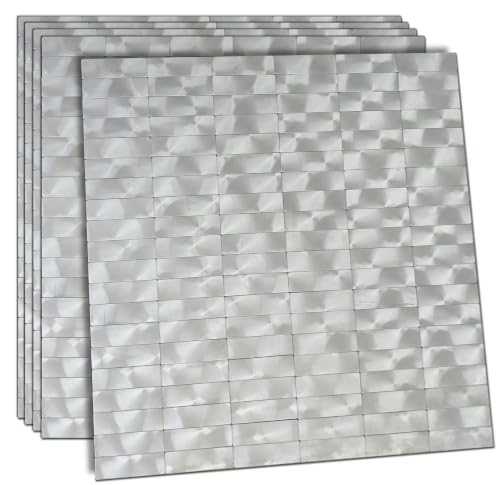 XUANINY Peel and Stick Tile Backsplash Self- Adhesive Wall Tiles Aluminum Mosaic Sticker for Kitchen (11.33"x11.92" Per Sheet, Pack of 5 pcs) (Silver Texture 5)