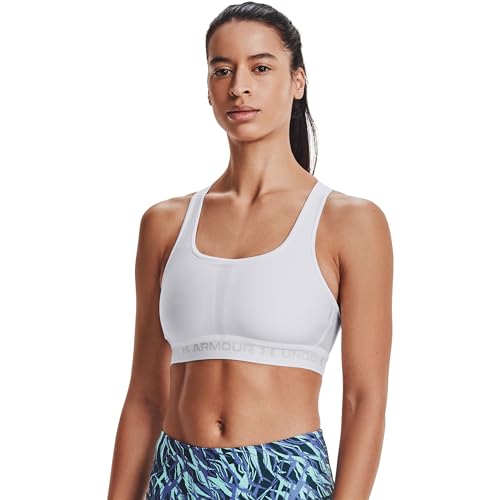 Under Armour Damen UA Crossback Mid Bra, atmungsaktiver Sport BH, komfortabler BH mit Kreuzträgern