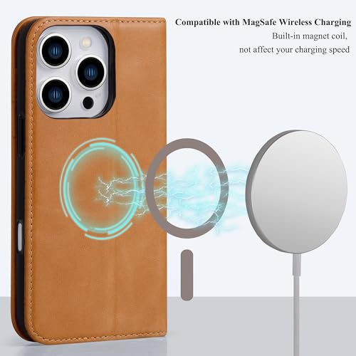 VISOUL Oil Waxed Genuine Leather Wallet Case Compatible with iPhone Pro 16 6.3-inch 5G 2024 with Wireless Charging - Image 2