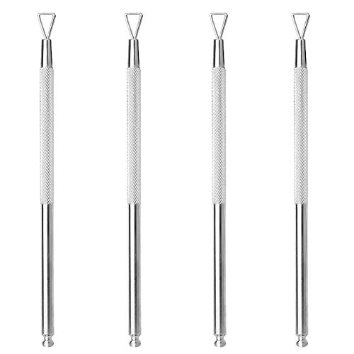 4 Pieces Nail Cuticle Pusher Stainless Steel Cuticle Pusher Triangle Cuticle Peeler Scraper Cuticle Pusher Gel Nail Polish Nail Art Remover Tool for Fingernail and Toenail, Silver