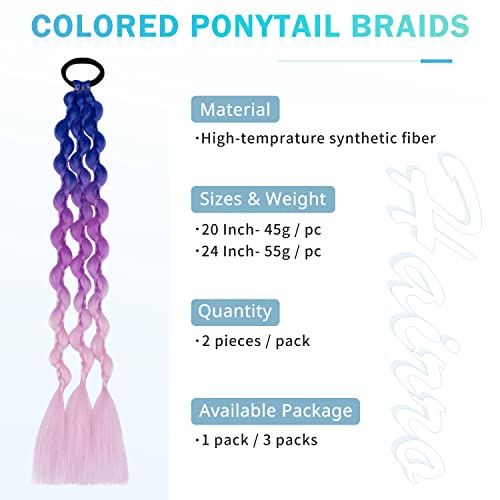 Miniatura 7 de Hairro Extensiones de cabello sintético trenzado de colores con bandas de goma arco iris accesorios para el cabello de cola de caballo para mujeres
